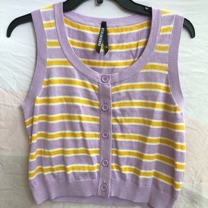 Crop tank top. ModCloth . Button up. Retro style. Size 12 (med/lrg) purple gold